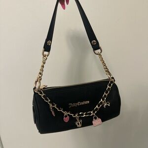 Juicy Couture Black Shoulder Bag with Gold Accents